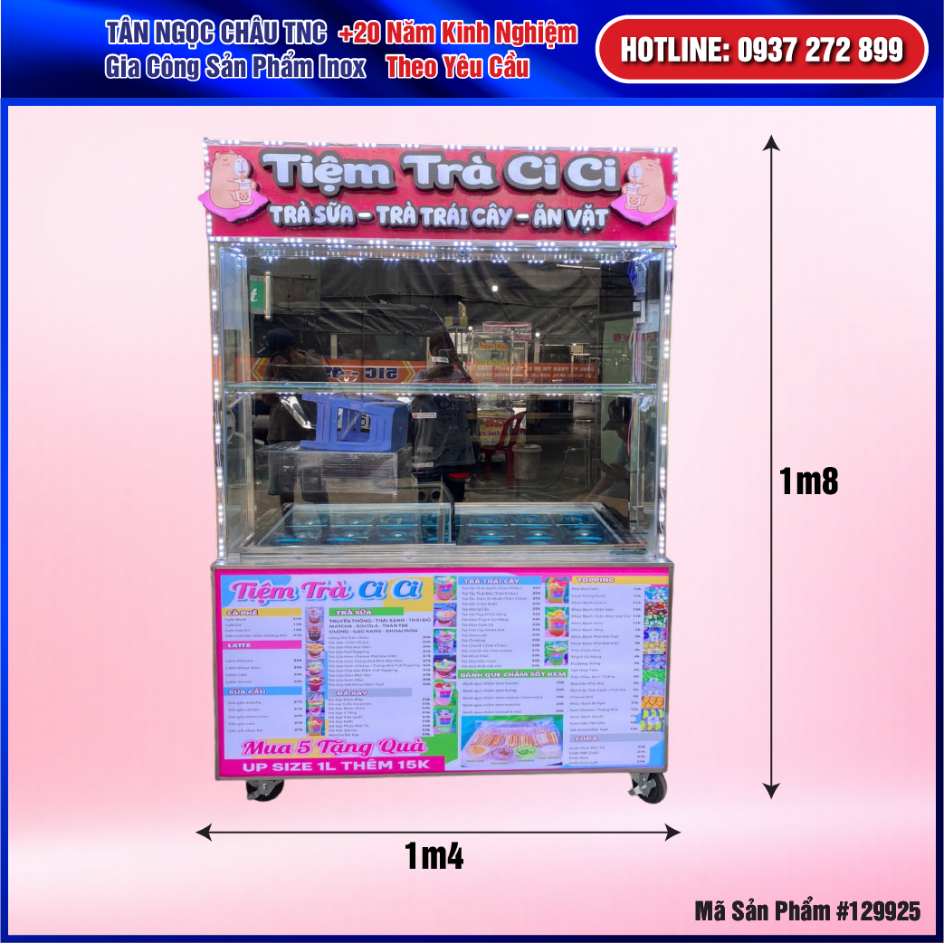Mẫu Xe Trà Sữa - Ăn Vật 21 Khay Topping